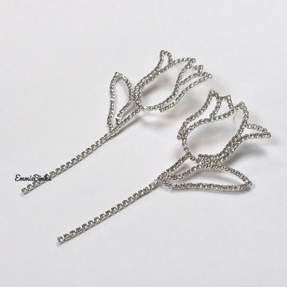New For Love and Lemons Rhinestone Tulip Statement Earrings - Picture 8 of 11